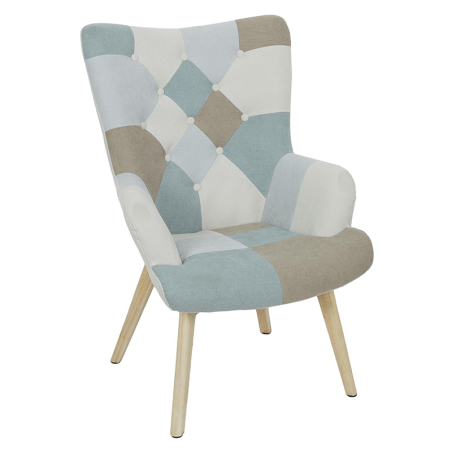 Fauteuil Helsinki Patchwork Bleu Home Deco Factory