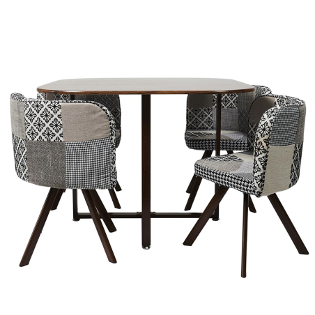 Set Table Avec 4 Chaises Patchwork Gris Home Deco Factory