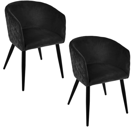 Lot De 2 Fauteuils Velours Marlo Noir Atmosphera