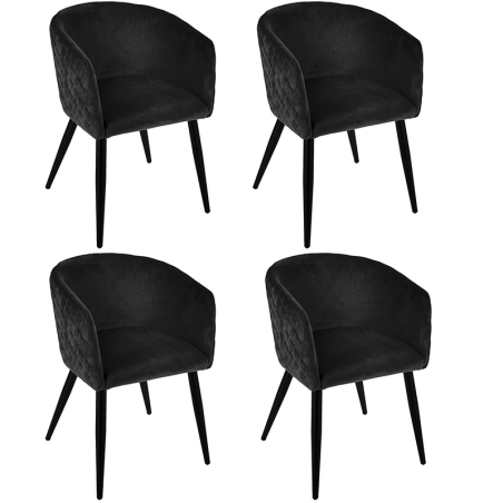 Lot De 4 Fauteuils Velours Marlo Noir Atmosphera