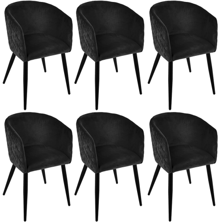 Lot De 6 Fauteuils Velours Marlo Noir Atmosphera