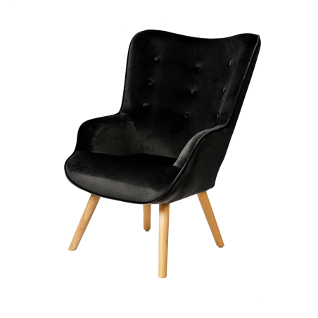 Fauteuil De Salon En Velours Noir Home Deco Factory