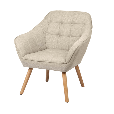 Fauteuil En Tissu Beige Pied En Bois Home Deco Factory