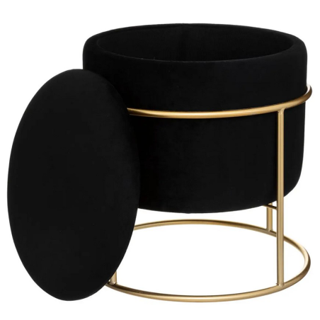 Pouf Coffre Velours Eliane Noir Atmosphera