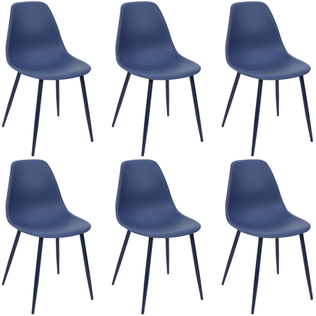 Lot De 6 Chaises Scandinaves Mila Bleu Home Deco Factory