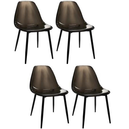 Lot De 4 Chaises Transparente Noires Home Deco Factory