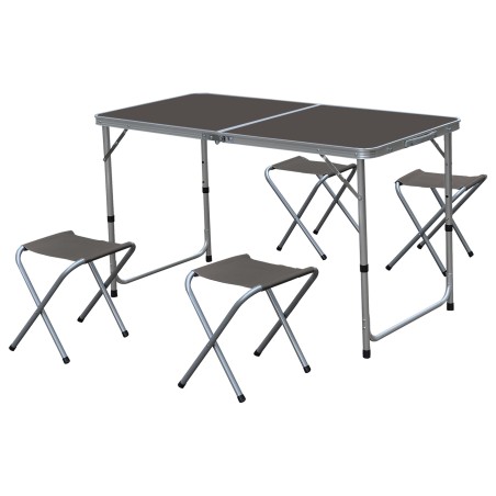 Ensemble Table Pliante Avec 4 Tabourets Gris Intex