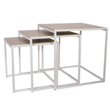 Lot De 3 Tables Gigognes Blanche Home Deco Factory