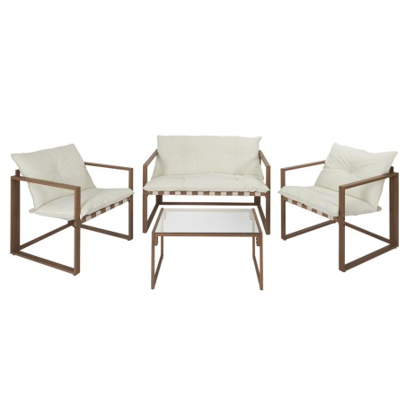 Salon de jardin Cagliari 4 pcs Blanc Home Deco Factory