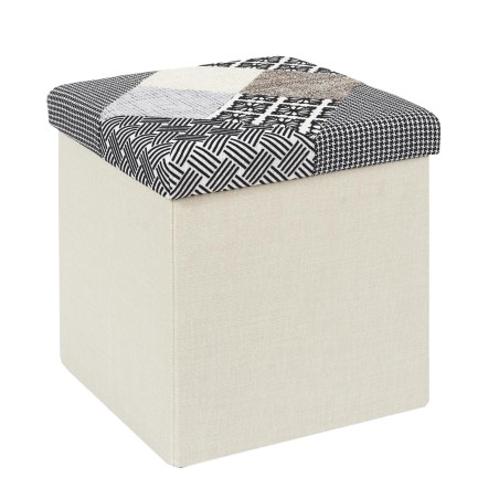 Coffre Pouf Pliable Patchwork Gris Home Deco Factory