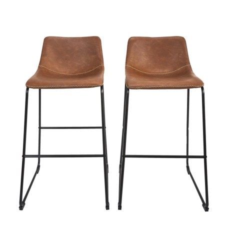 Lot De 2 Tabourets De Bar Indus Marron Home Deco Factory