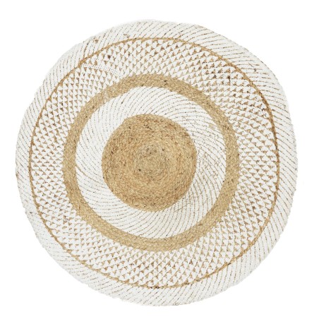 Tapis Rond Jute Imprimé Blanc 90 cm Home Deco Factory