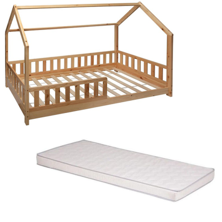 Lit Cabane Enfant Bosco 90 x 190 cm Avec Matelas - Atmosphera (Fabrication Européenne)