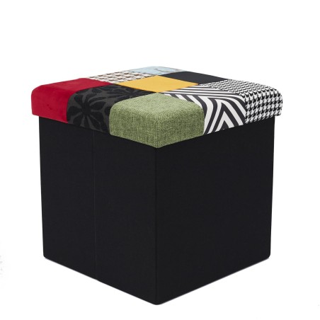 Coffre pouf pliable Patchwork Multicolore Home Deco Factory