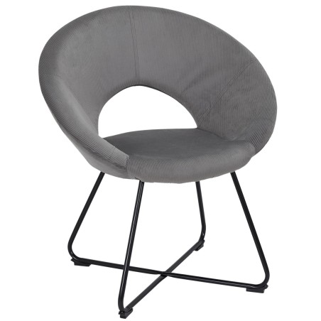 Fauteuil Rond Velours Côtelé Giulia Gris Home Deco Factory