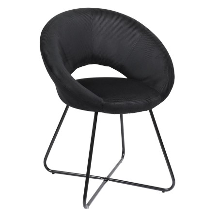 Fauteuil Rond Velours Côtelé Giulia Noir Home Deco Factory