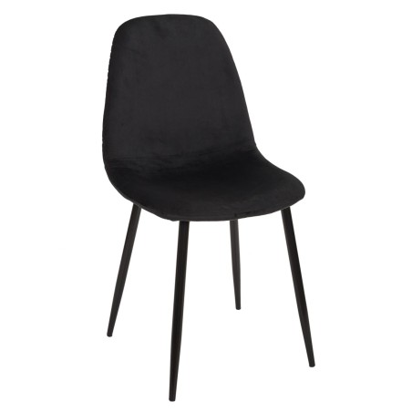 Chaise Métal Assise En Velours Leaf Noir Home Deco Factory