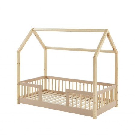 Lit cabane avec barrières Explorateur Rose 70x140 - Laïba Kids