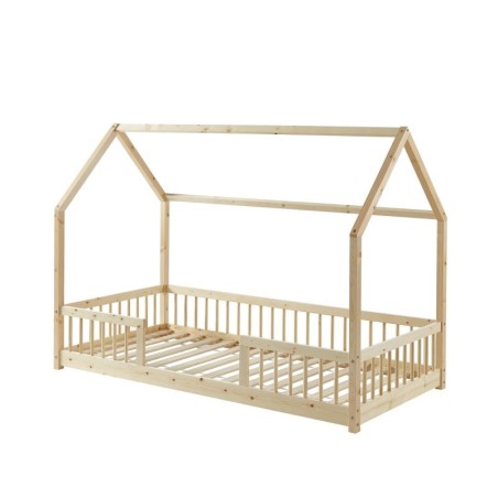 Lit cabane avec barrière Ludique Beige 90x190 - Laïba Kids