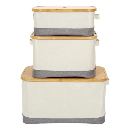 Lot De 3 Paniers Bambou Beige Home Deco Factory