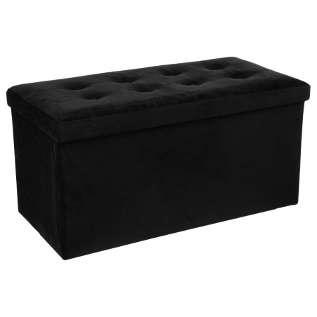 Pouf Pliable Velours Lysandre Noir - Atmosphera