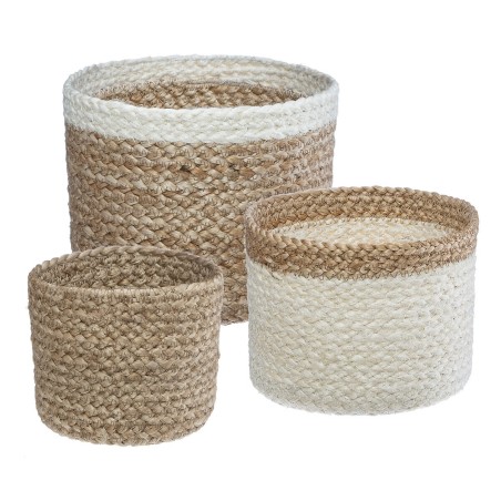 Lot De 3 paniers jute Jackson Blanc - Atmosphera