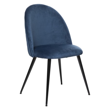 Chaise De Table Slano En Velours Bleu Atmosphera