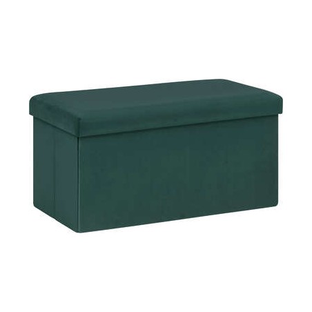 Pouf Pliant Tess En Velours Vert Atmosphera