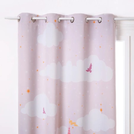 Rideau Pour Enfant Occultant Château 135x260 Rose Atmosphera For Kids