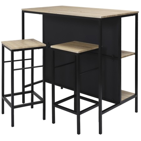 Table ilot 2 tabourets Loka Noir - Home Deco Factory