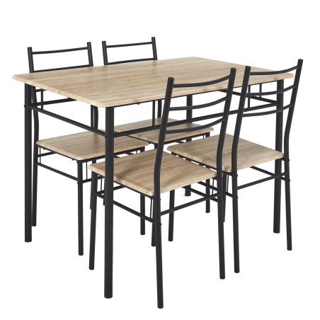 Table et 4 chaises Loka Marron - Home Deco Factory