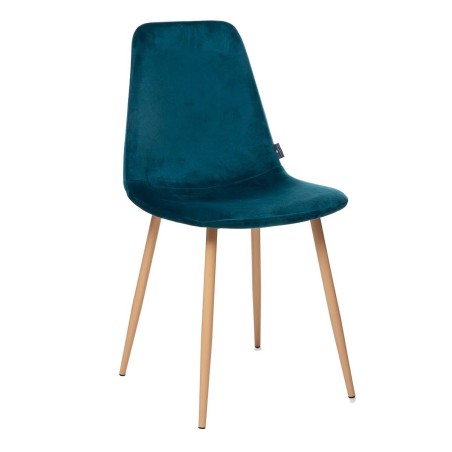 Chaise Roka En Velours Bleu Canard - Atmosphera