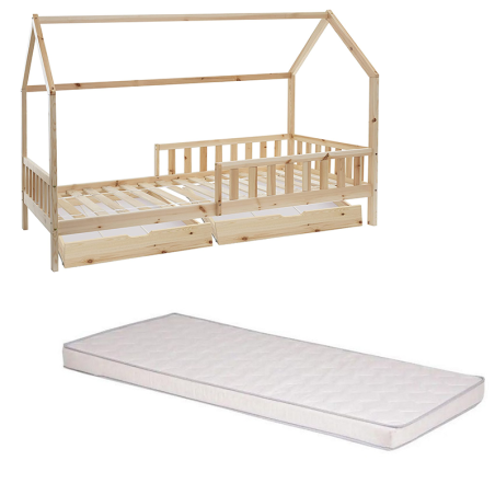 Ensemble Lit Cabane 2 Tiroirs Avec Matelas Enfant - Atmosphera For Kids