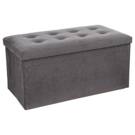 Pouf Pliable En Velours Lysandre Gris - Atmosphera