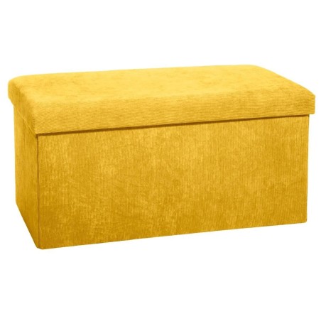 Pouf Pliable Double Velours Côtelé Ocre - Atmosphera