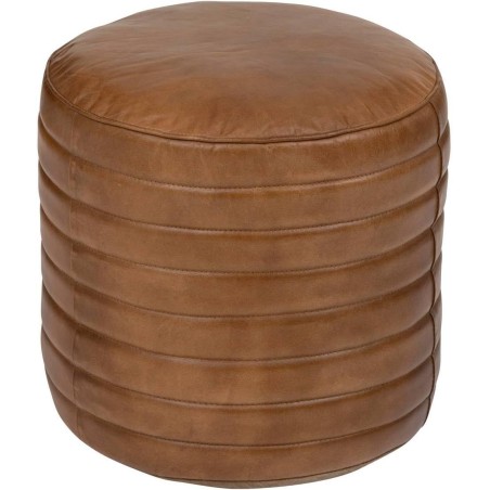 Pouf Gaj En Cuir Caramel Marron - Atmosphera