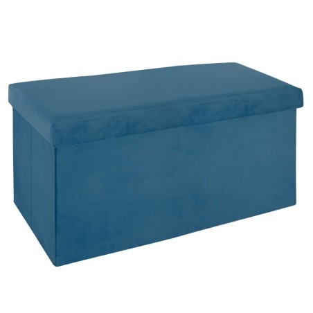 Pouf Pliant Tess En Velours Bleu Foncé - Atmosphera