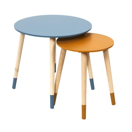 Lot de 2 tables gigognes Bicolore Jaune Bleu Home Deco Factory