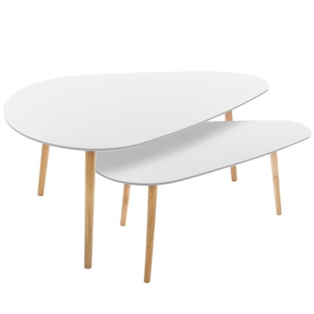 Lot de 2 tables basses Mileo Blanche - Atmosphera