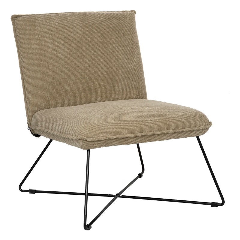 Fauteuil En Velours Moana Beige Atmosphera