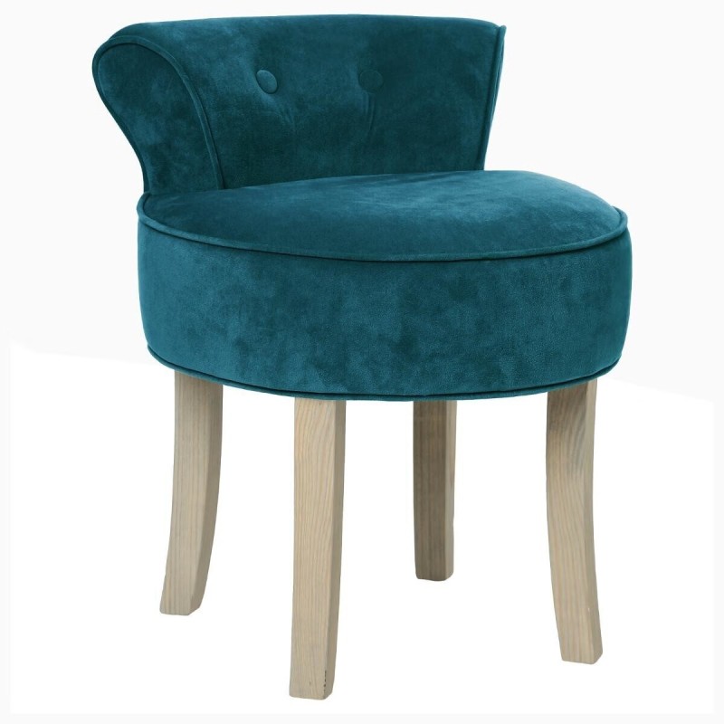 Tabouret En Velours Firmin Bleu Canard Atmosphera