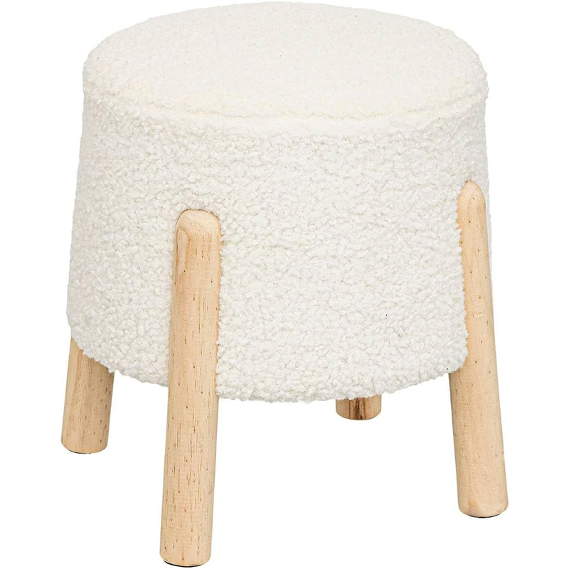 Tabouret D'appoint Inuit bouclette Blanc Atmosphera