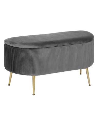 Banc Coffre Solaro En Velours Gris Atmosphera