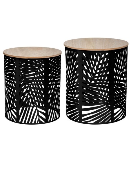 Lot De 2 Tables Café Feuilles Noires Atmosphera