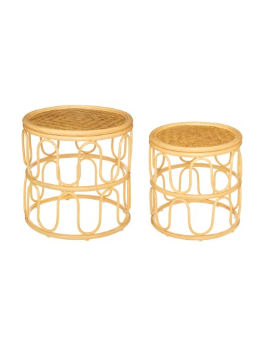 Lot De 2 Tables Café Henriette Rotin Beige Atmosphera