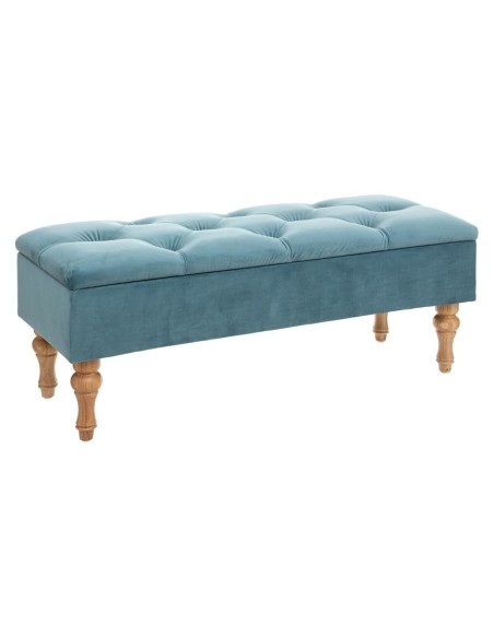 Banc Coffre Atelier D'hiver En Velours Bleu Atmosphera