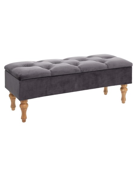 Banc Coffre Atelier D'hiver En Velours Gris Atmosphera