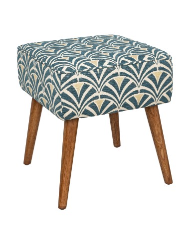 Tabouret D'appoint Chiara Chenille Jacquard Bleu Atmosphera