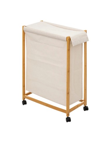 Panier À Linge Roulant 52 L En Bambou Beige Five