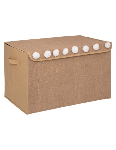 Coffre De Rangement Pompons Jute Marron Atmosphera For Kids